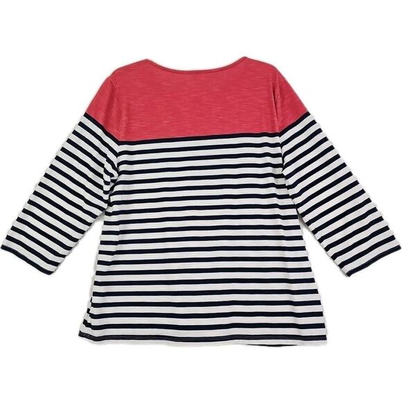 Coldwater Creek ~Woman Size XL~ Multicolor Striped 3/4 Sleeve Basic Cotton Blend - Picture 3 of 11